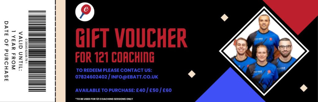 121 Table Tennis Coaching Voucher